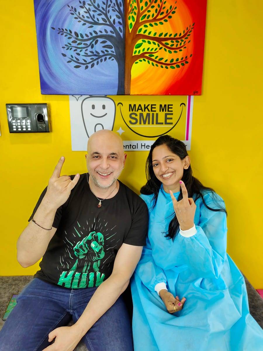 A smiling patient with Dr. Vaishali at Make Me Smile
