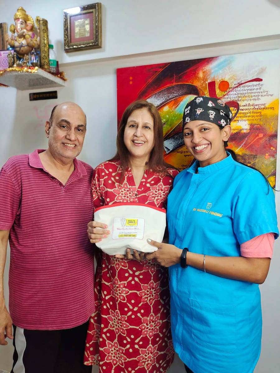 A smiling patient with Dr. Vaishali at Make Me Smile