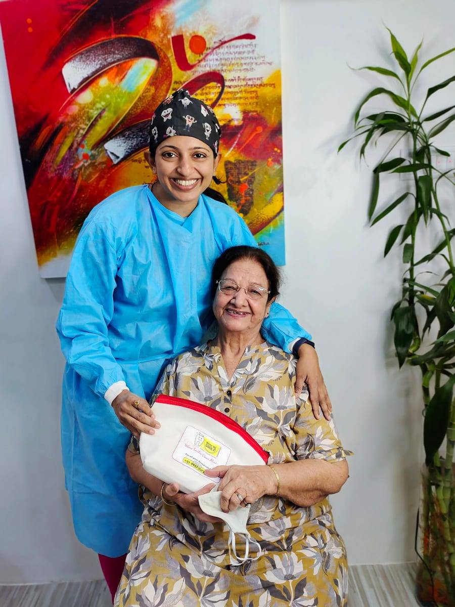 A smiling patient with Dr. Vaishali at Make Me Smile