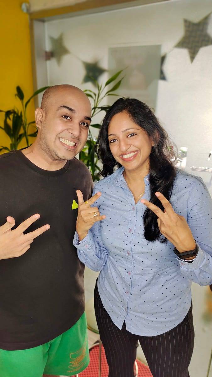 A smiling patient with Dr. Vaishali at Make Me Smile