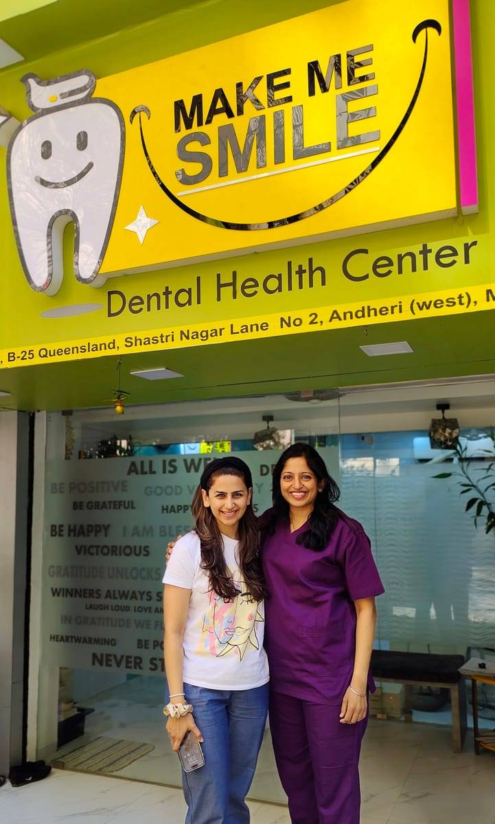 A smiling patient with Dr. Vaishali at Make Me Smile